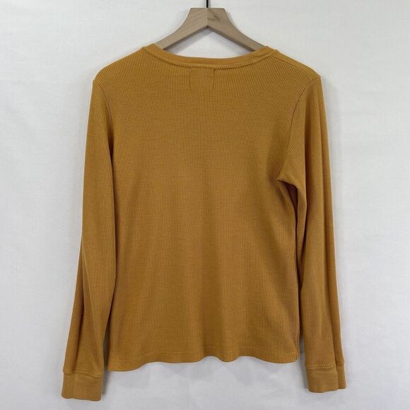 Back When‎ Anthropologie Shirt Womens Small Yellow Thermal Waffle Knit Boho - Picture 7 of 12